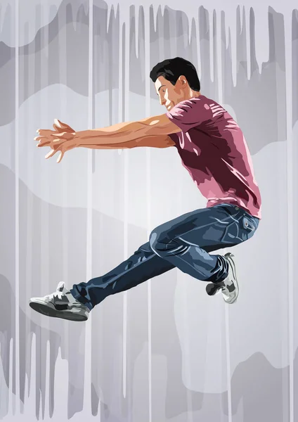 Young man dancer jumping — Stock Vector