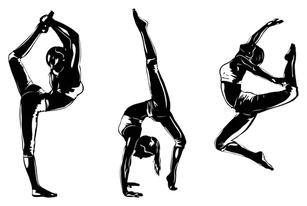 Drie sporten vrouwen silhouetten — Stockvector