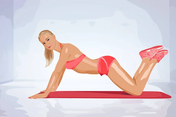 Femme faisant des exercices abdominaux — Image vectorielle