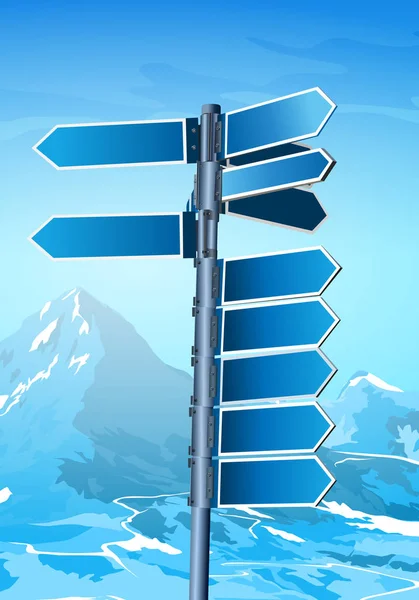 Blank signpost in mountains — Stock Vector