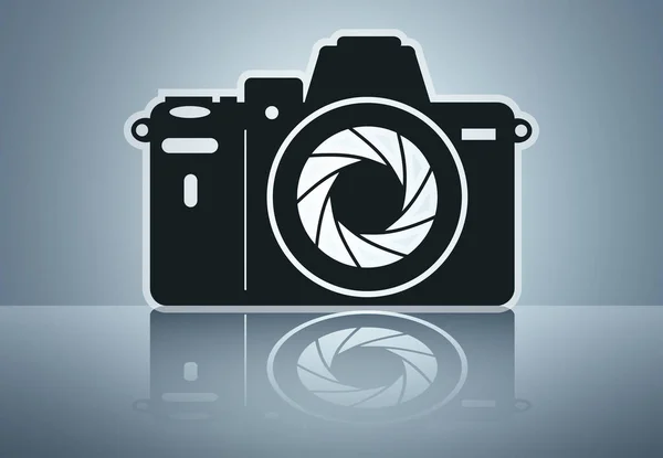 Camera symbol with reflection — Stock Vector