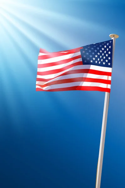 Αμερικανική σημαία στον γαλάζιο ουρανό — Διανυσματικό Αρχείο