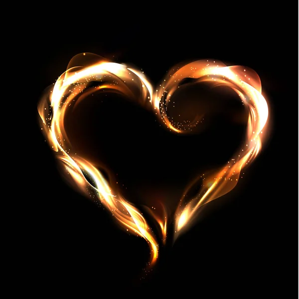 Flammande hjärta vektor — Stock vektor