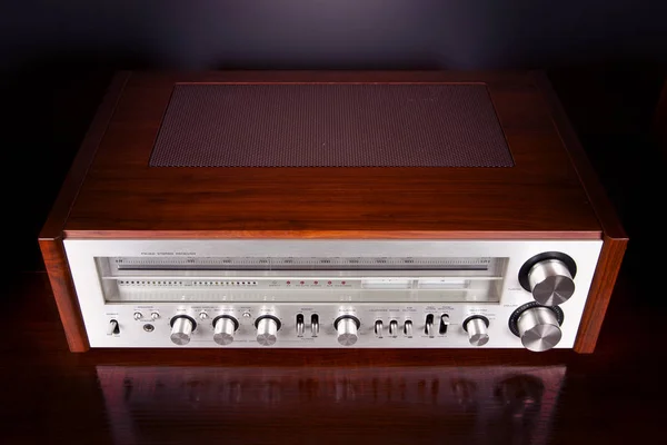 Vintage Analog Retro Stereo Radio Receiver Shiny Front Panel — Stock Photo, Image