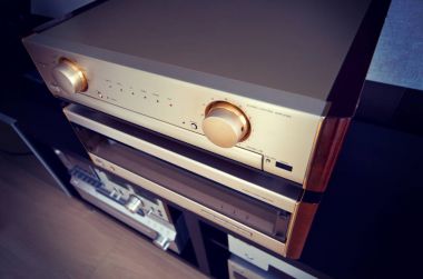 İki amplifikatör Vintage ses Stereo sistemi lüks yüksek son