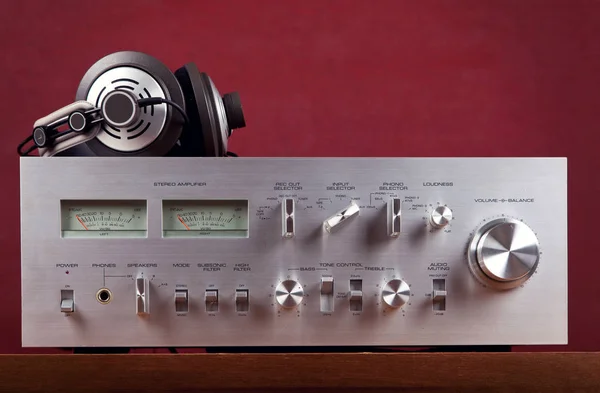 Medidores de Vu Vintage amplificador Audio estéreo — Foto de stock
