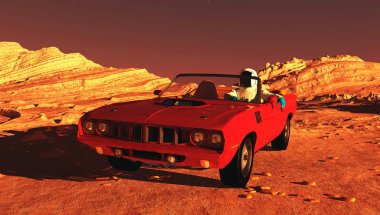Mars'ın araba görüntü 3d çizim
