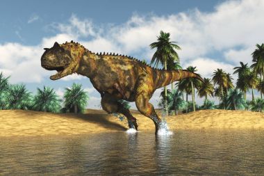 Yırtıcı bir dinozorun 3 boyutlu resmi.