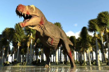 Yırtıcı bir dinozor görüntüsü, 3 boyutlu resimleme.