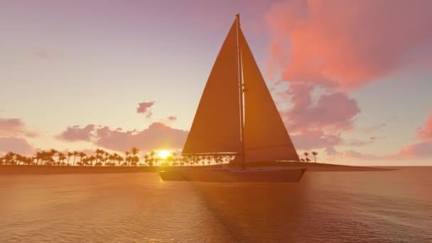 Bild Einer Jacht Bei Sonnenuntergang Illustration — Stockvideo