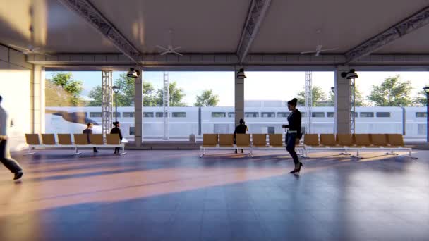 Immagine Del Treno Alla Stazione Ferroviaria Illustrazione — Video Stock