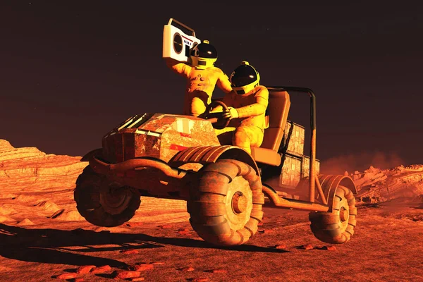 Изображение Марсианского Марсохода Музыкальной Иллюстрацией — стоковое фото