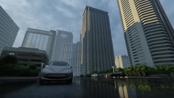 城市3D图片说明中的雨 — 图库视频影像
