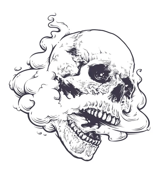 Vaping Skull Art — Stock Vector