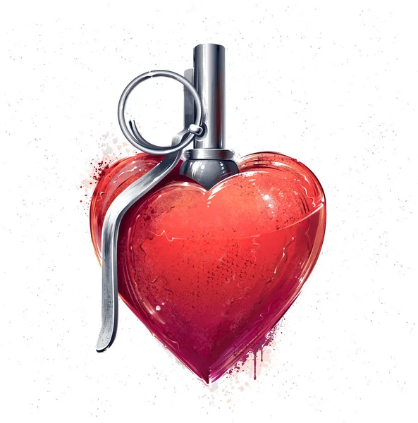 Heart Grenade Art — Stock Vector