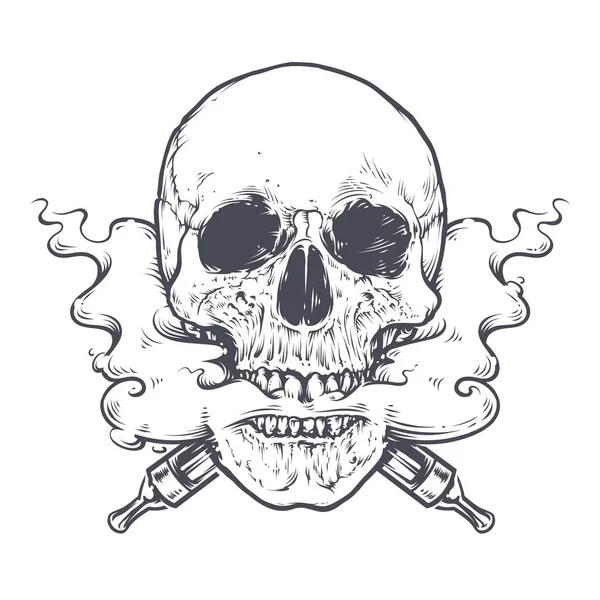 Vaping Skull Art — Stock Vector