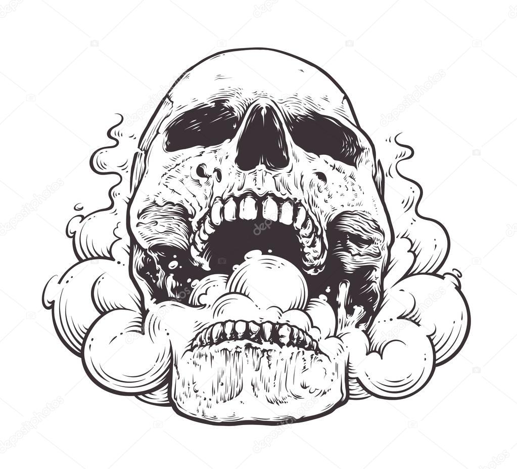 Smoking Skull Art