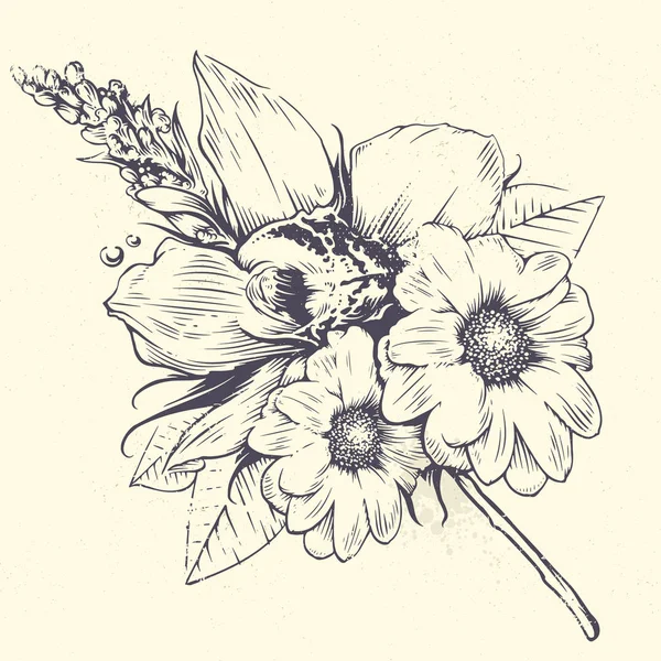 Vintage vektör çiçek — Stok Vektör