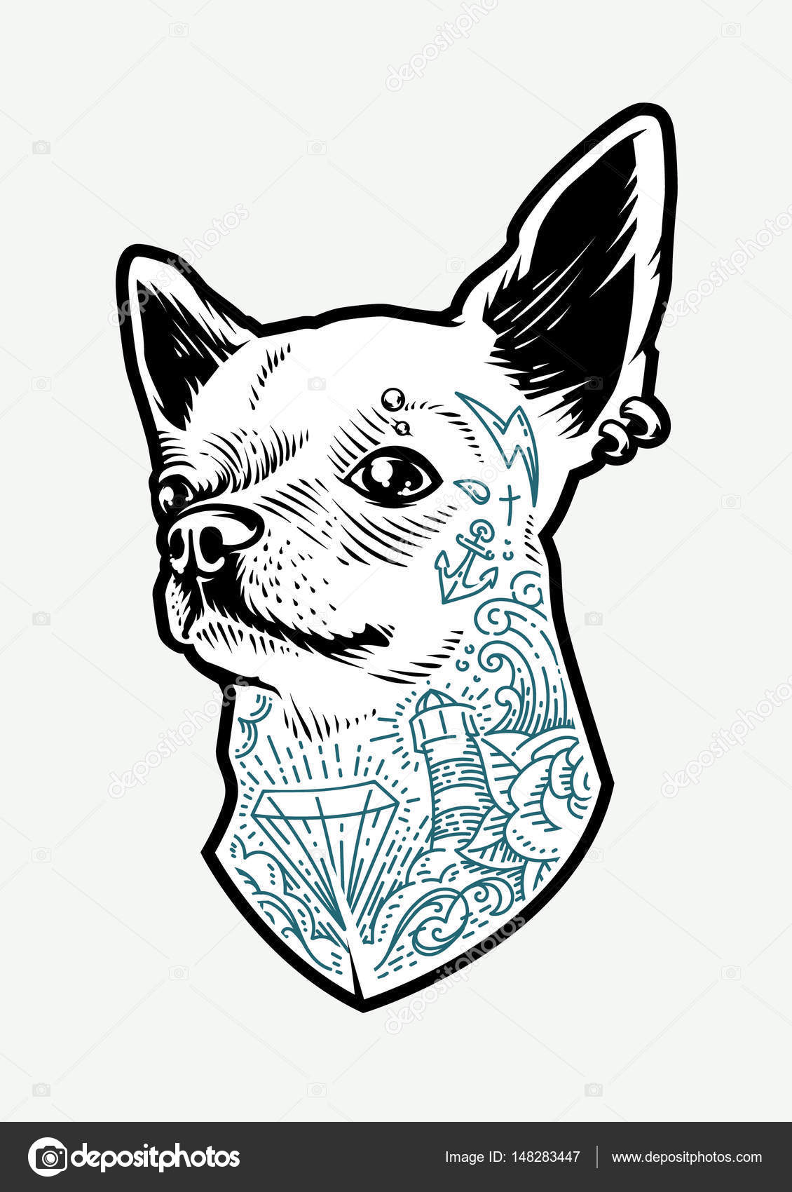 Chihuahua Silhouette Isolated On White Background Black Cartoon Dog Outline  Stock Illustration - Download Image Now - iStock