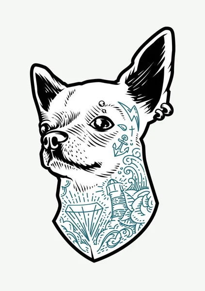 Chien Chihuahua tatoué — Image vectorielle