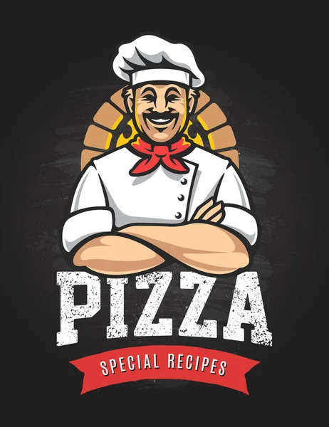 Emblema de vetor de pizza —  Vetores de Stock