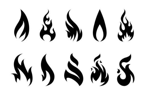Iconos de fuego vectorial — Vector de stock