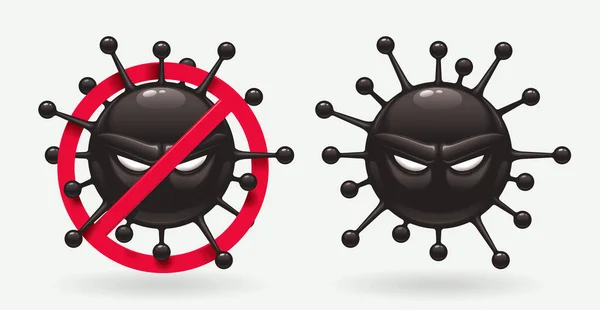 Coronavirus Molecule Eyes Looking Dangerous Molécula Con Señal Stop Ilustración — Vector de stock
