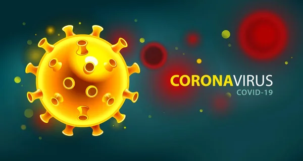 코로나 바이러스 Covid 2019 바이러스 세포와 적혈구의 미래적 치명적 바이러스의 — 스톡 벡터