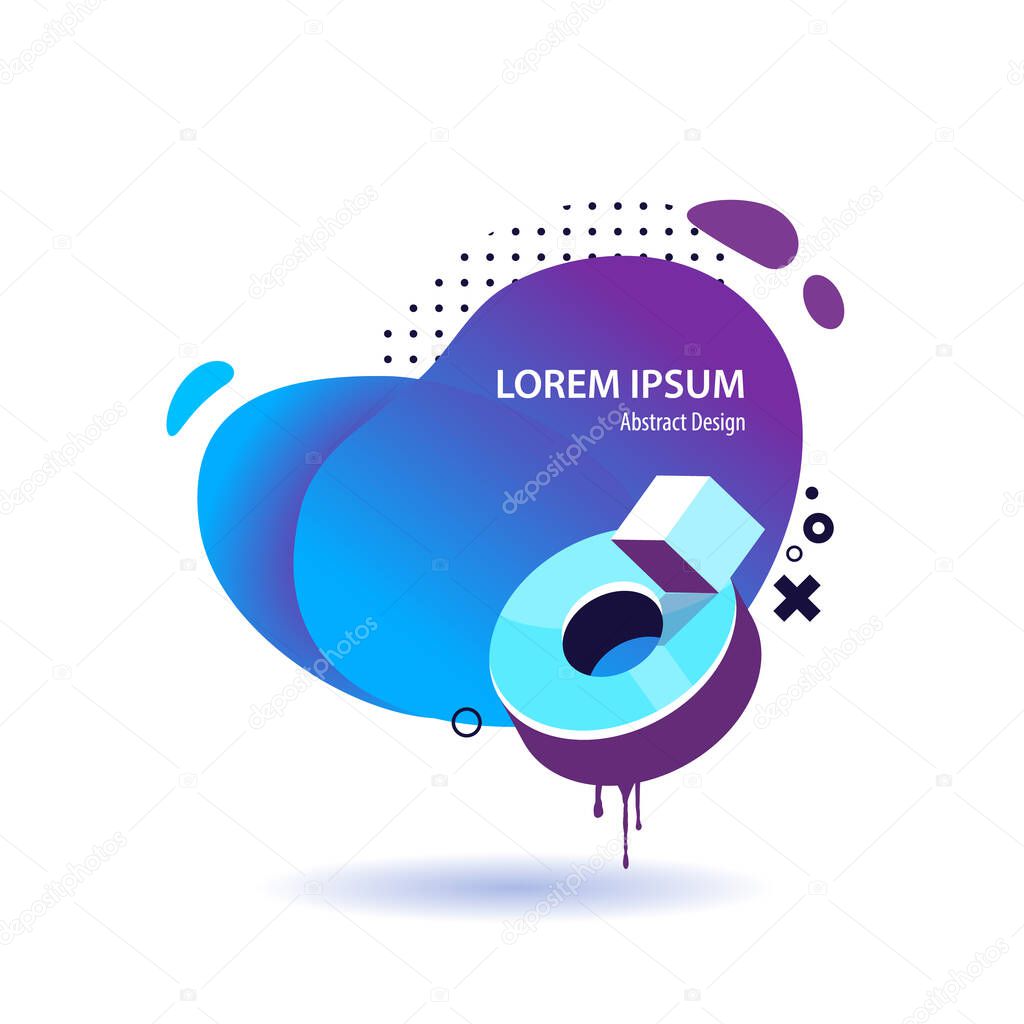 Abstract Modern Banner Vector Art. Liquid gradients with halftone and 3D shapes. Vector illustration.