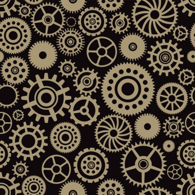 Steampunk Cogwheels ve Gears 'lı Kusursuz Şablon. Vintage sonsuz doku.