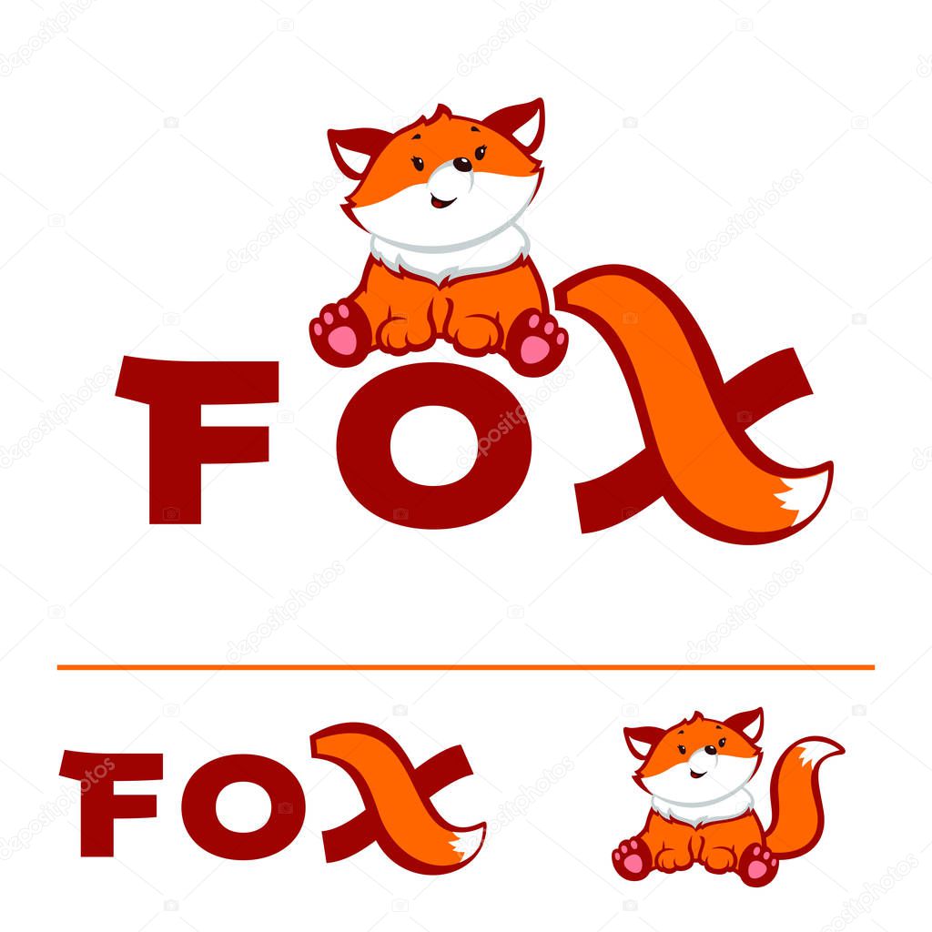 Little Fox Logo design vector template. Creative kids style vector illustration.