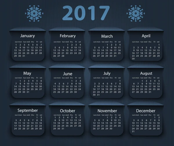 Šablona návrhu vektorové rok 2017 kalendáře. — Stockový vektor