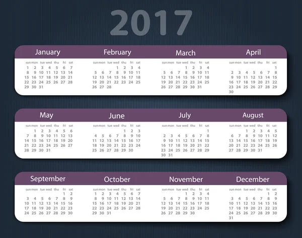 Szablon projektu kalendarza 2017 roku wektor. — Wektor stockowy