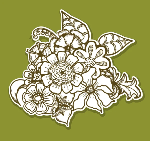 Sierlijke bloemmotief met bloemen. Doodle sharpie achtergrond. sjabloon voor een kaart, poster, brochure. — Stockvector