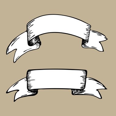 Vintage şerit afiş, el çekilmiş küme. Menü arka plan