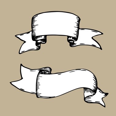 Vintage şerit afiş, el çekilmiş küme. Menü arka plan