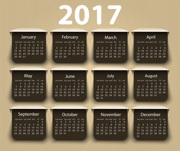 Calendario 2017 año vector plantilla de diseño . — Vector de stock