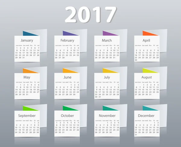 Kalender 2017 Jahr Vektor-Design-Vorlage. — Stockvektor