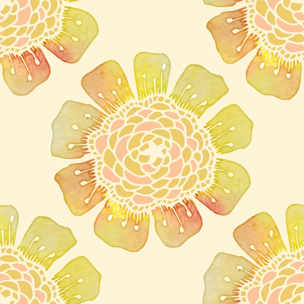 Kunstvolle florale Aquarellmuster mit Blumen. Doodle Sharpie Hintergrund. Vorlage für Karte, Plakat, Faltblatt. — Stockvektor