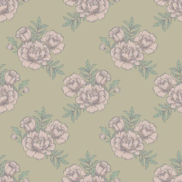 Fondo floral adornado sin costuras con flores. plantilla para tarjeta, póster, folleto . — Archivo Imágenes Vectoriales