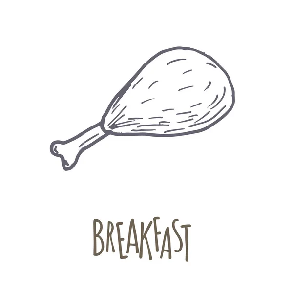 Breakfest icône dessinée à la main sur fond blanc — Image vectorielle