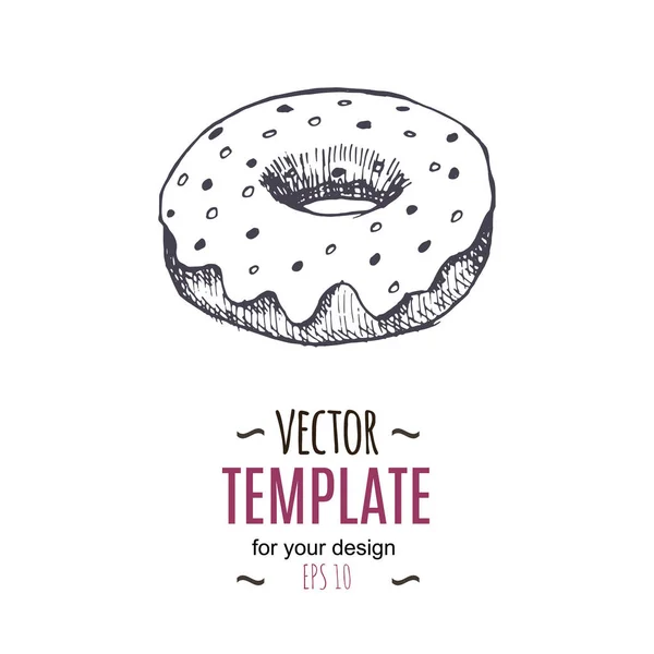 Vektor Vintage Donut Zeichnung. handgezeichnete monochrome Fastfood-Illustration. — Stockvektor