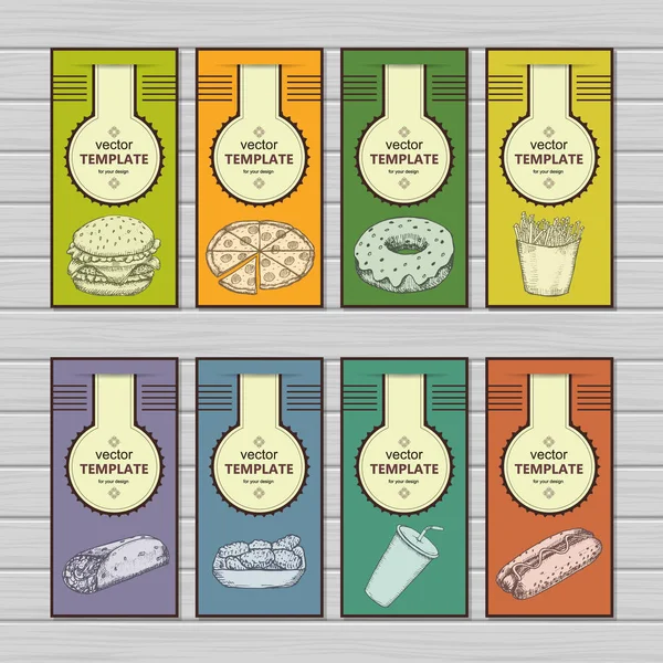 Fast food menü tasarım şablonu el çizilmiş vektör