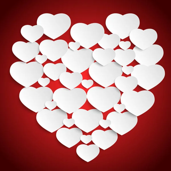 Heart from paper Valentines day card — Stock Vector