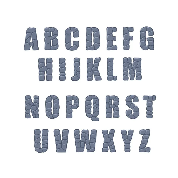 Alfabeto de piedra agrietada vectorial sobre un fondo blanco — Archivo Imágenes Vectoriales