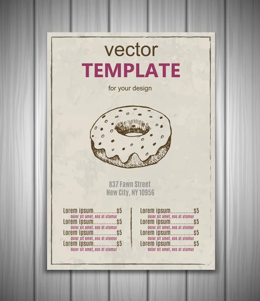 Fast Food-Menü-Design-Vorlage handgezeichneter Vektor — Stockvektor