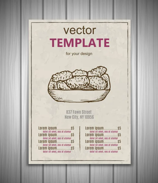 快餐菜单设计模板手绘制的矢量 — 图库矢量图片