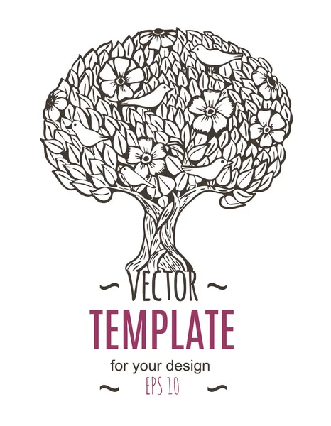Illustration vectorielle du flyer, de la brochure ou du modèle avec arbre — Image vectorielle