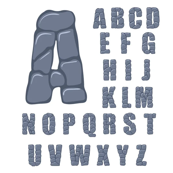 Vector gekraakt stenen alfabet op een witte achtergrond — Stockvector