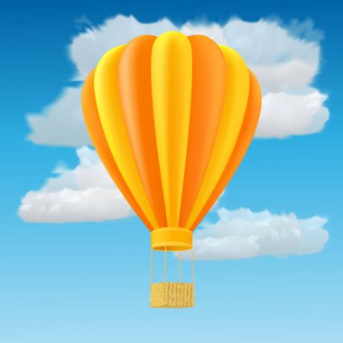 Sarı ve turuncu hava ballon sepeti ile